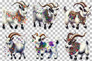 Watercolor Mardi Gras Goat Clipart, an Illustration by DreamCafeArt (Thumbnail 2 of 6)