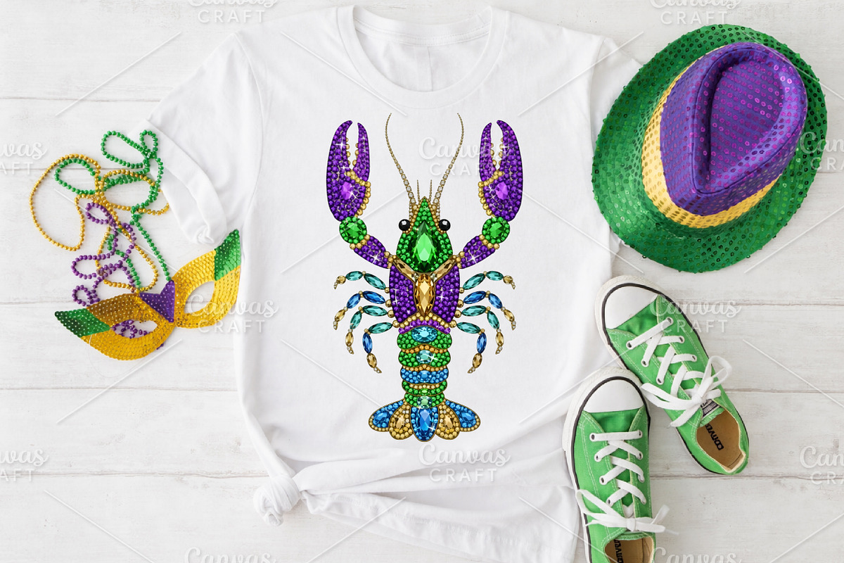 Rhinestone Mardi Gras Crawfish PNG, an Illustration by Canvas Craft (Photo 5 of 6)
