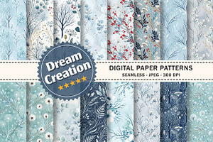 Winter Frost Garden Seamless Pattern