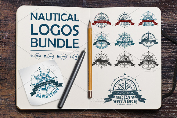 Nautical Emblems Vector Bundle