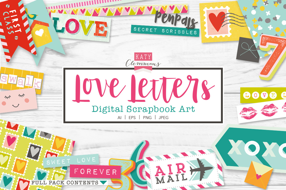 Love Letters digital scrapbook art, an Illustration by Katy Clemmans (Photo 1 of 8)