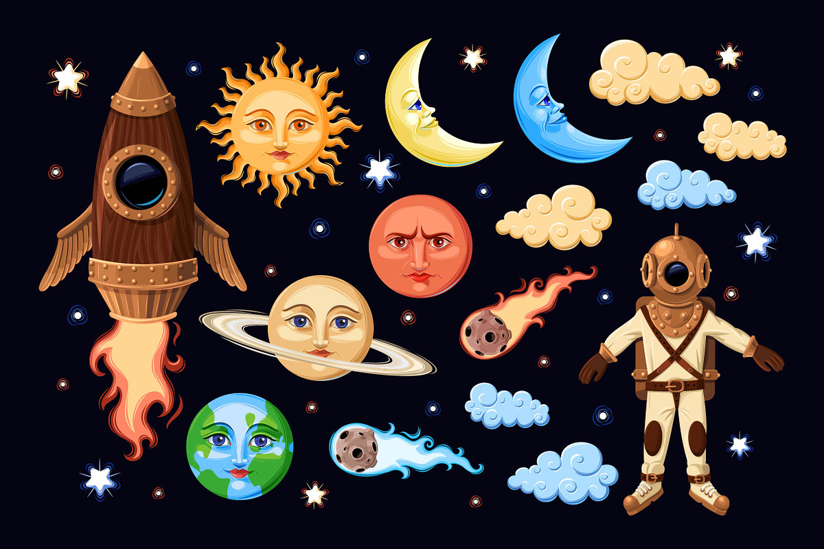 Vintage Space Patterns, a Pattern Graphic by GreyLilac (Photo 6 of 6)