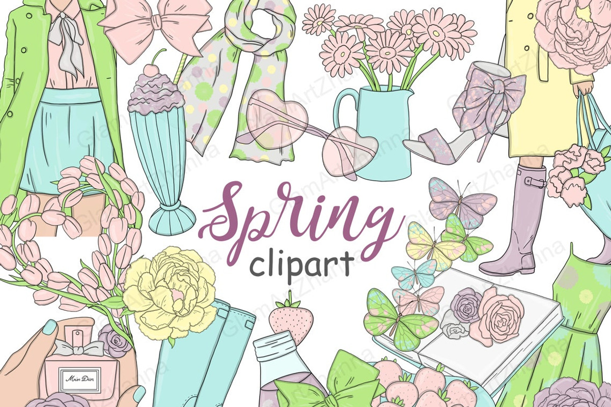 Spring Clipart, a Seasonal Illustration by GlamArtZhanna (Photo 1 of 3)