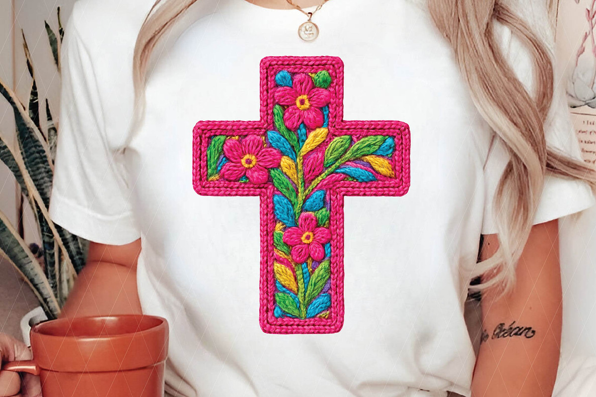 Pink Floral Cross, Easter Cross Png, an Illustration by DreamPrint404 (Photo 3 of 7)