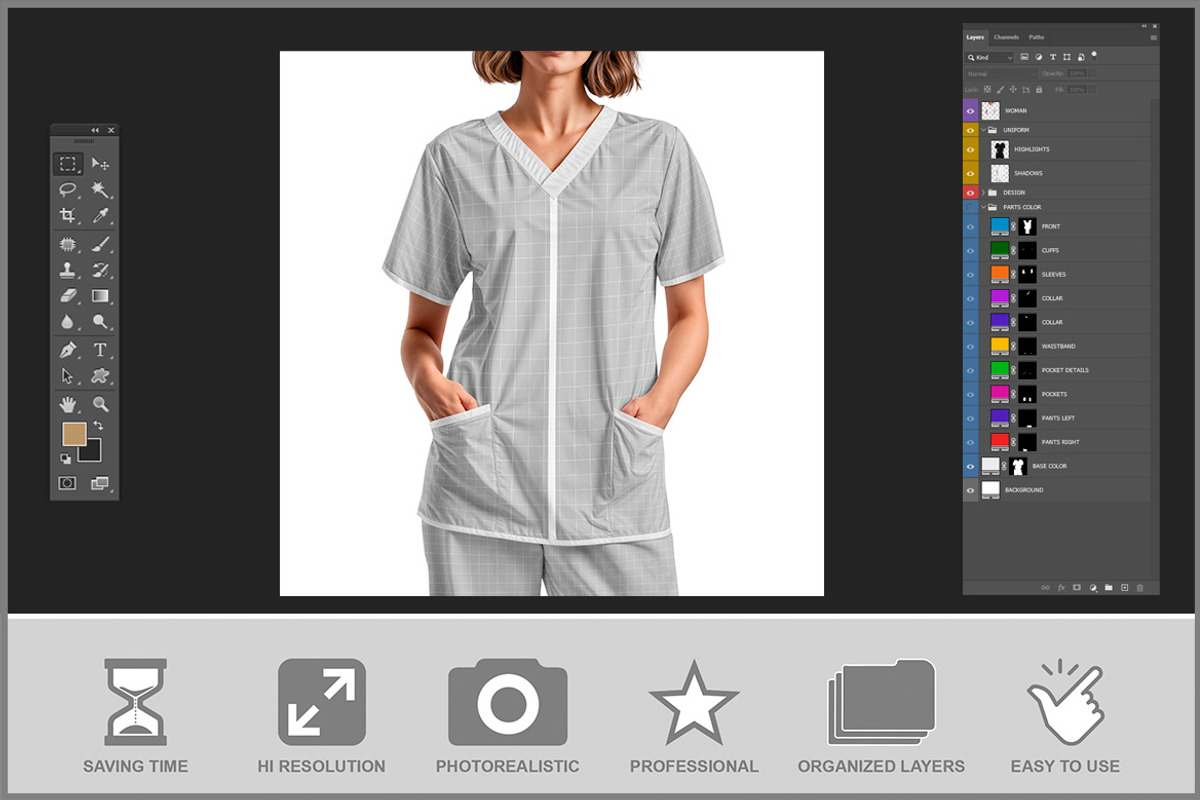 Woman a Medical Uniform Mockup PSD, a Shirt Mockup by Bruno's Shop (Photo 3 of 4)