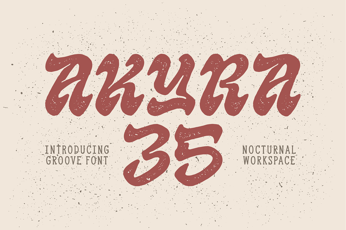 Akyra 35 – Groovy Font, a Script Font by Nocturnal Workspace (Photo 1 of 6)