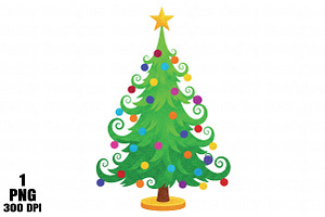 Faux sparkly glitter Christmas tree, an Illustration by Daily.Designs