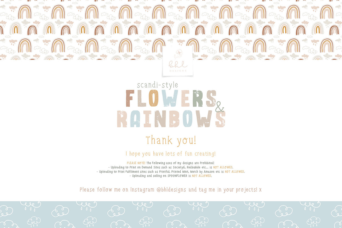 Scandi-Style Flowers and Rainbows, a Pattern Graphic by bhldesigns (Photo 13 of 13)