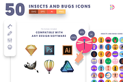 50 Insects and Bugs Icons, an Outline Icon by Dighital (Thumbnail 9 of 10)
