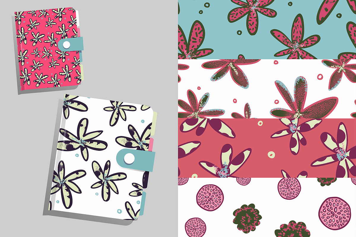 Decorative flowers - 7 patterns, a Pattern Graphic by FER by Ekaterina Kazakova (Photo 4 of 7)