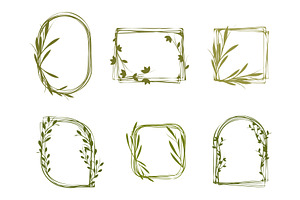 Green botanical frames and, an Illustration by okskukuruza