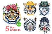 Cute watercolor tigers. Part 5, an Animal Illustration by Watercolor fantasy (Thumbnail 1 of 4)
