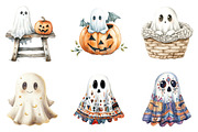 Cute Boho Fall Ghost Watercolor Clip, an Illustration by DreamArtGraphic (Thumbnail 4 of 5)