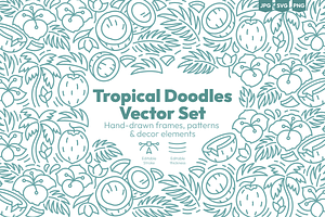 Tropical Doodles, Vector Set