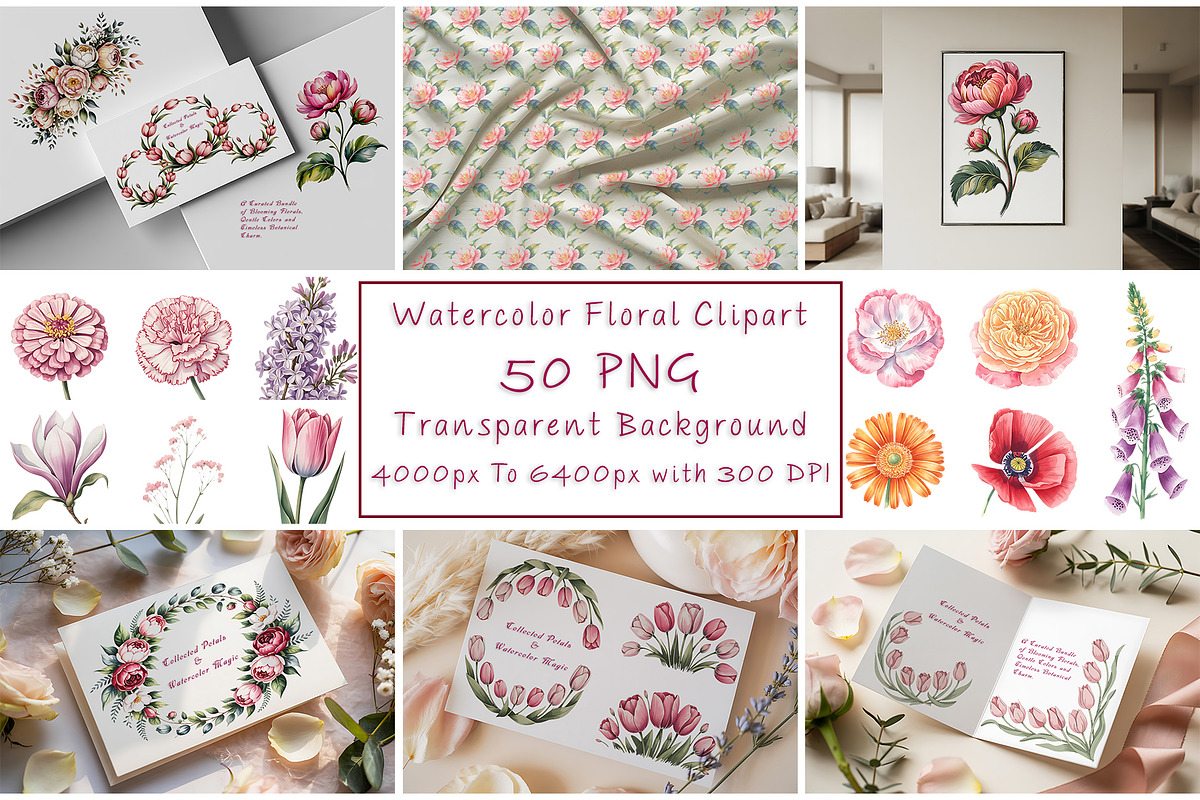 Watercolor Floral Clipart, a Decorative Illustration by ForhadGFX (Photo 1 of 12)