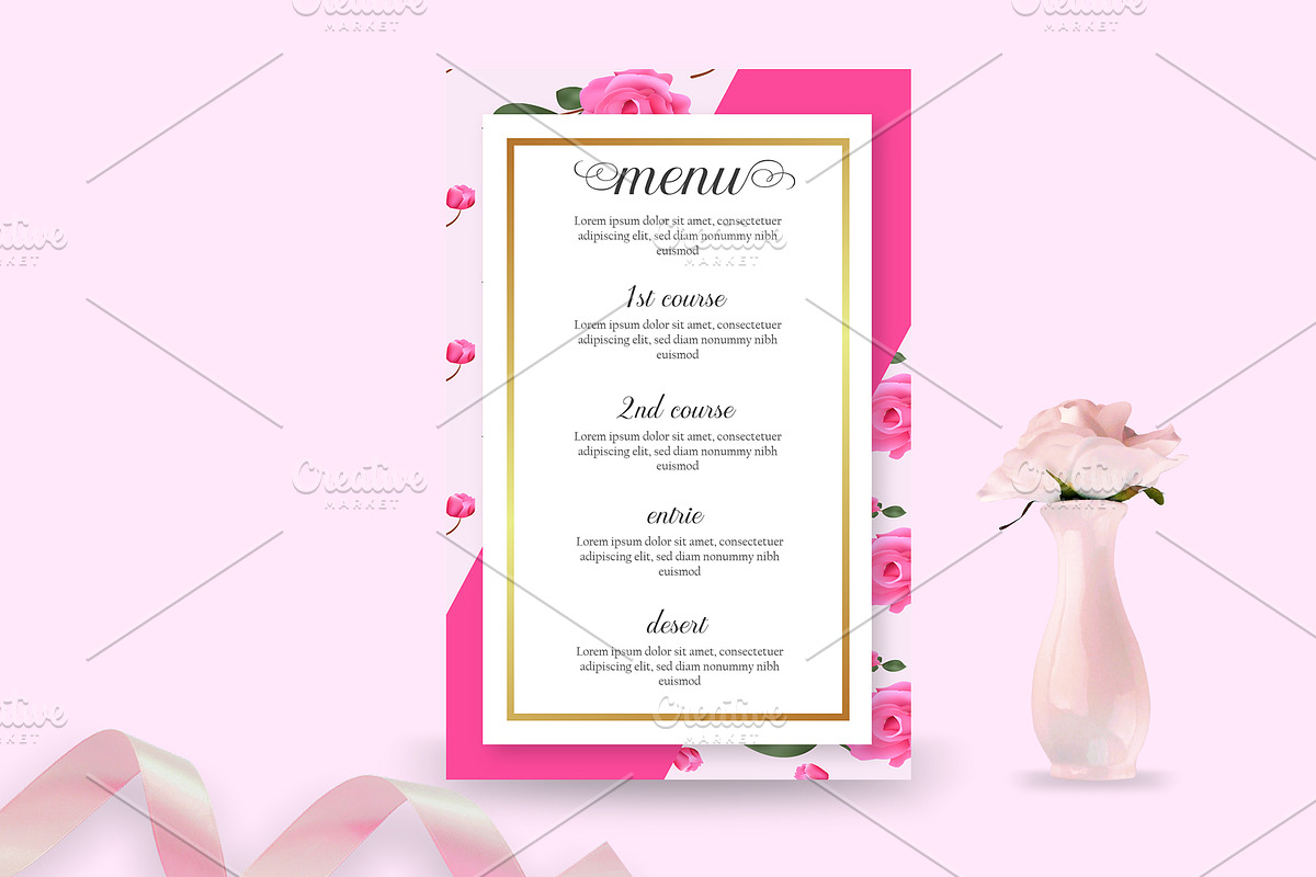 Pink Rose Wedding Invitation Set, an Invitation Template by Design with Qurat (Photo 5 of 5)