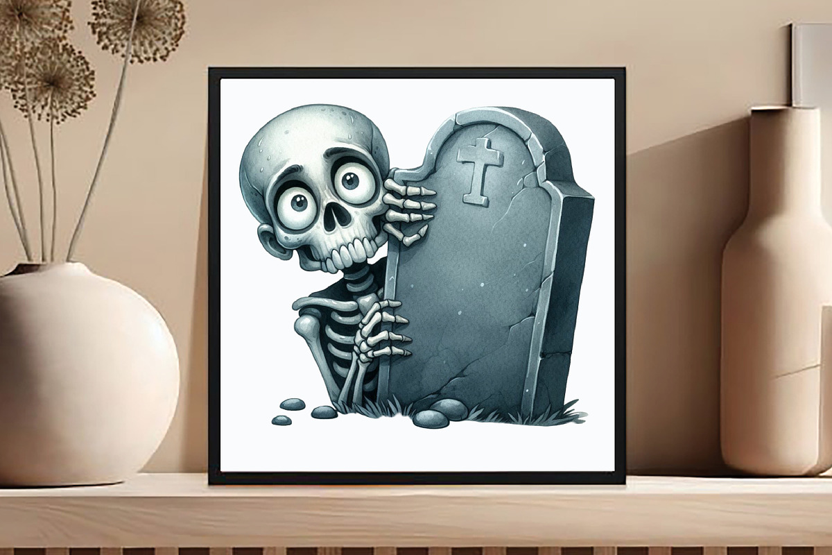 Funny Skeleton Peeking Bundle Clipar, an Illustration by DreamCafeArt (Photo 5 of 7)