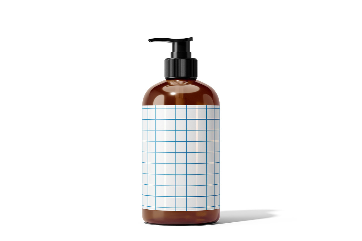 Amber Pump Bottle Mockup, a Cups & Container Mockup by Akebareee (Photo 3 of 3)