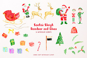 Santa's Sleigh Reindeer And Elf