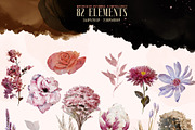Watercolor Autumn Flowers & Leaves, a Decorative Illustration by Damian Roh (Thumbnail 3 of 16)