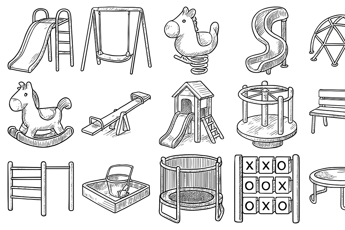 Playground Equipment Sketches Pack, an Object Graphic by nikagraphic (Photo 2 of 3)