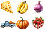 Farmers Market Watercolor Clipart, an Illustration by OK Design (Thumbnail 4 of 5)