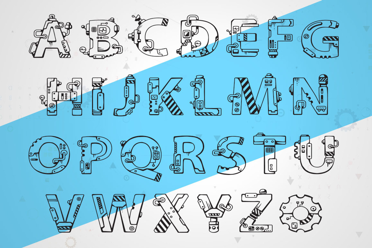Roboformechanical engineering font preview 4