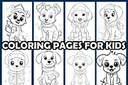 Winter Puppy Parade Coloring Pages F, an Animal Illustration by maggiesar (Thumbnail 3 of 4)