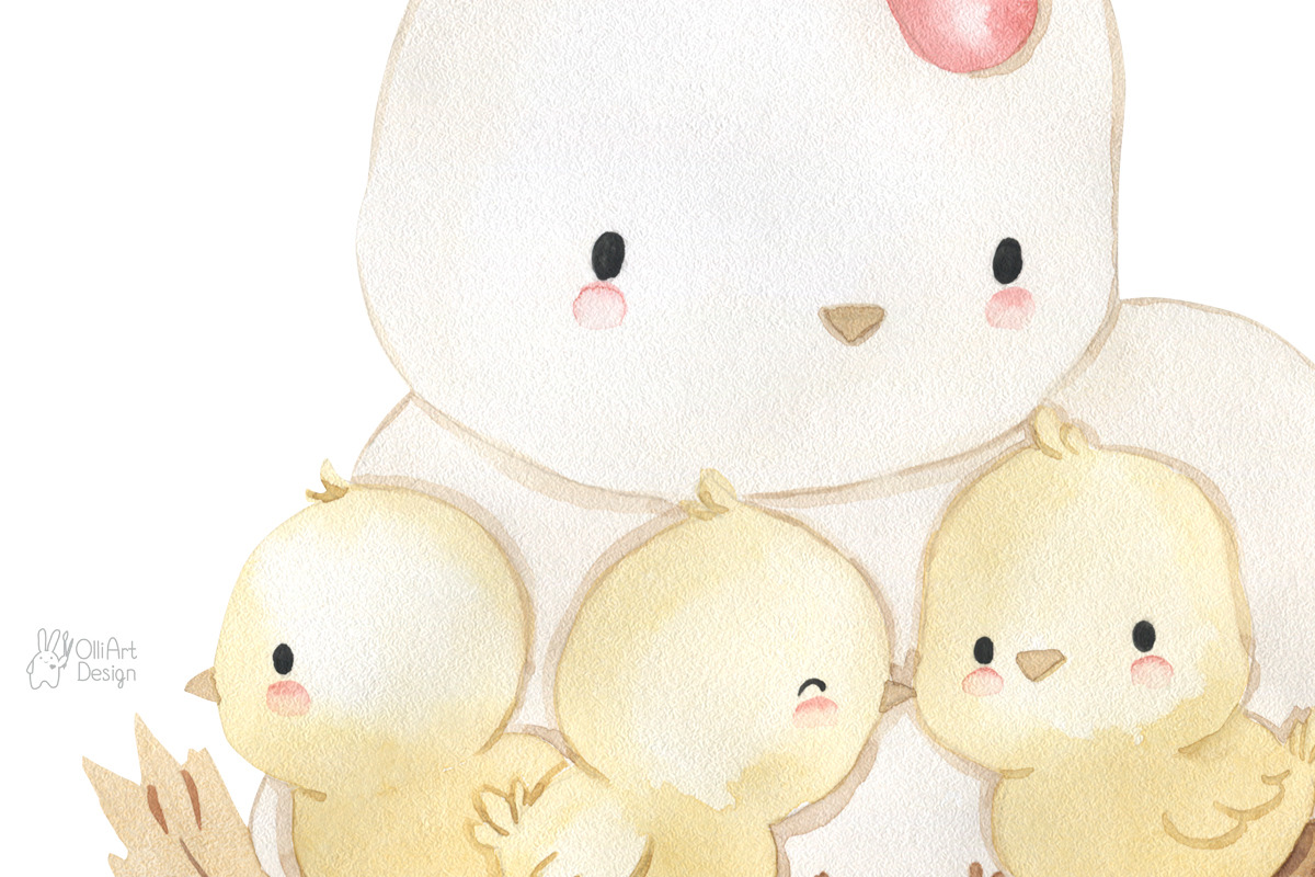 LOVELY CHICKEN. Watercolor, an Animal Illustration by OlliArtDesign (Photo 4 of 5)