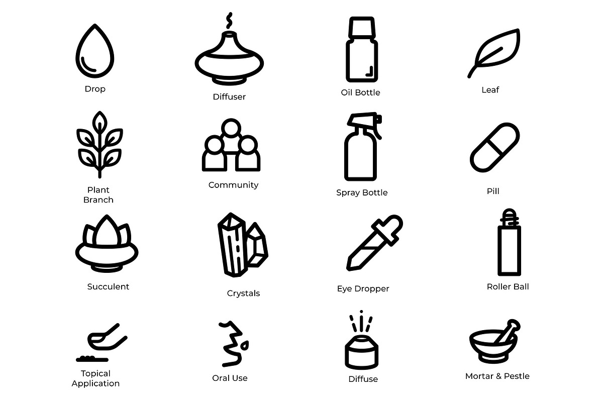 Wellness & Essential Oil Icons, an Outline Icon by M. E. Smith Design (Photo 4 of 4)