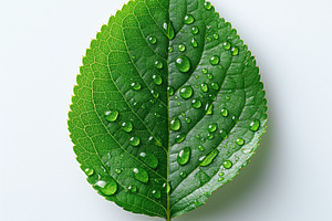 A close-up of a vibrant green leaf with water droplets, showcasing nature's bea, a Background Photo by ImageMir