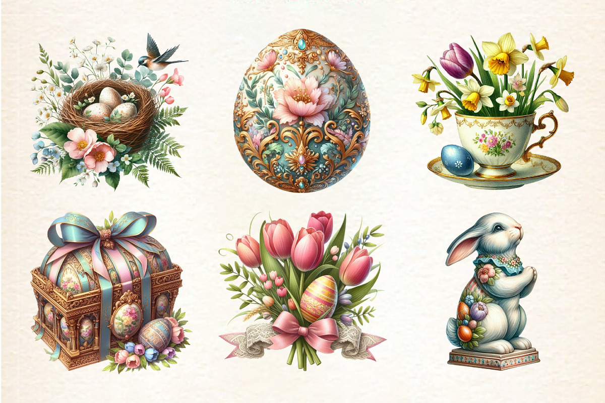 Vintage Easter Clipart, a Seasonal Illustration by DreamArtGraphic (Photo 4 of 4)