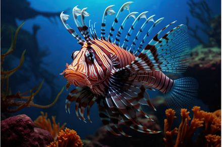 Ocean lionfish. Generate Ai, an Animal Photo by Ylivdesign