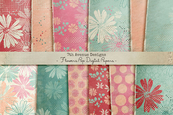 Flowers Pop Digital Papers