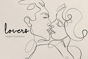 Lovers - Couple line drawings