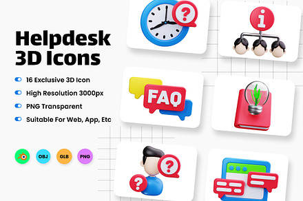 Helpdesk 3D Icons, an Object 3D Model by HacaStudio