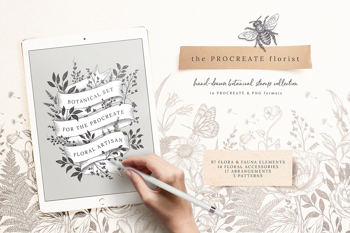 Floral Procreate Brushes and Stamps, a Brush Add-On by Sophia J Caldwell (Photo 1 of 18)