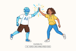 AI Collaboration Human & Robot, a Person Illustration by Partikusi Design