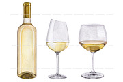 Watercolor white & rose wine clipart, a Food Illustration by ArtfulStudio (Thumbnail 6 of 9)