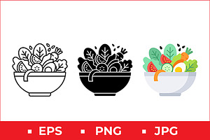 Salad Bowl Vector Design, a Solid Icon by Artonix