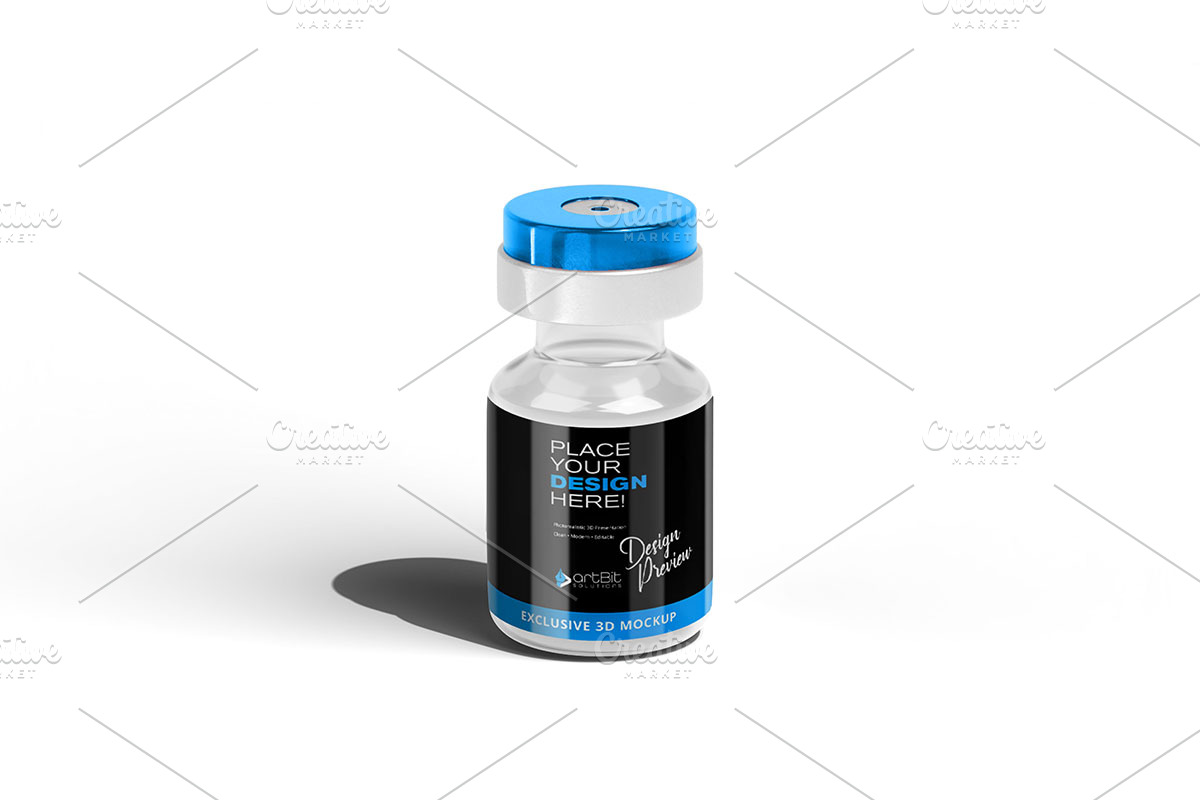 Pneumosil Vaccine Bottle 3D PSD Set, a Packaging Mockup by artBit Design Studio (Photo 2 of 6)