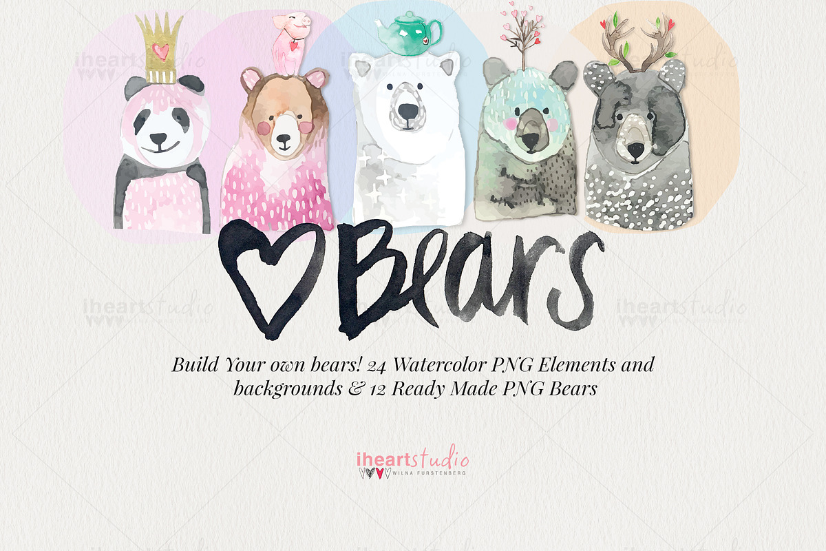 Bears Watercolor, an Illustration by iHeartStudio (Photo 1 of 4)