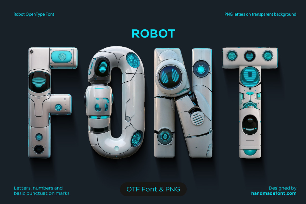 Robot Font, a Sans Serif Font by Handmadefont