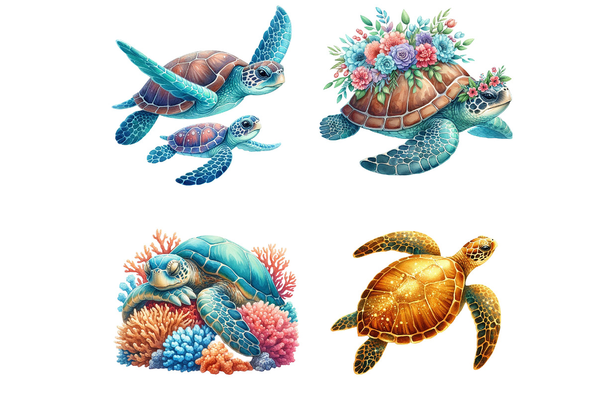 Beautiful Sea Turtles PNG Bundle, an Illustration by DreamArtGraphic (Photo 6 of 7)