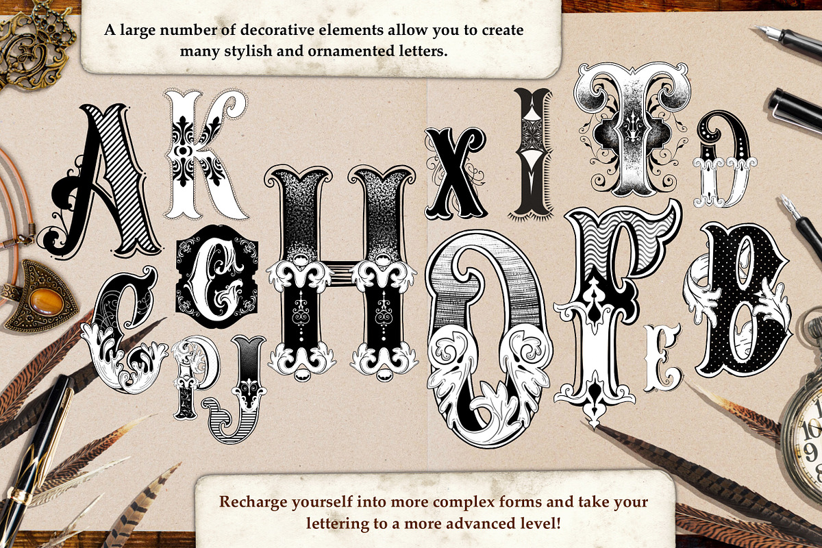 Victorian Lettering Creator Kit, a Brush Add-On by Letter Elfa Studio (Photo 7 of 13)