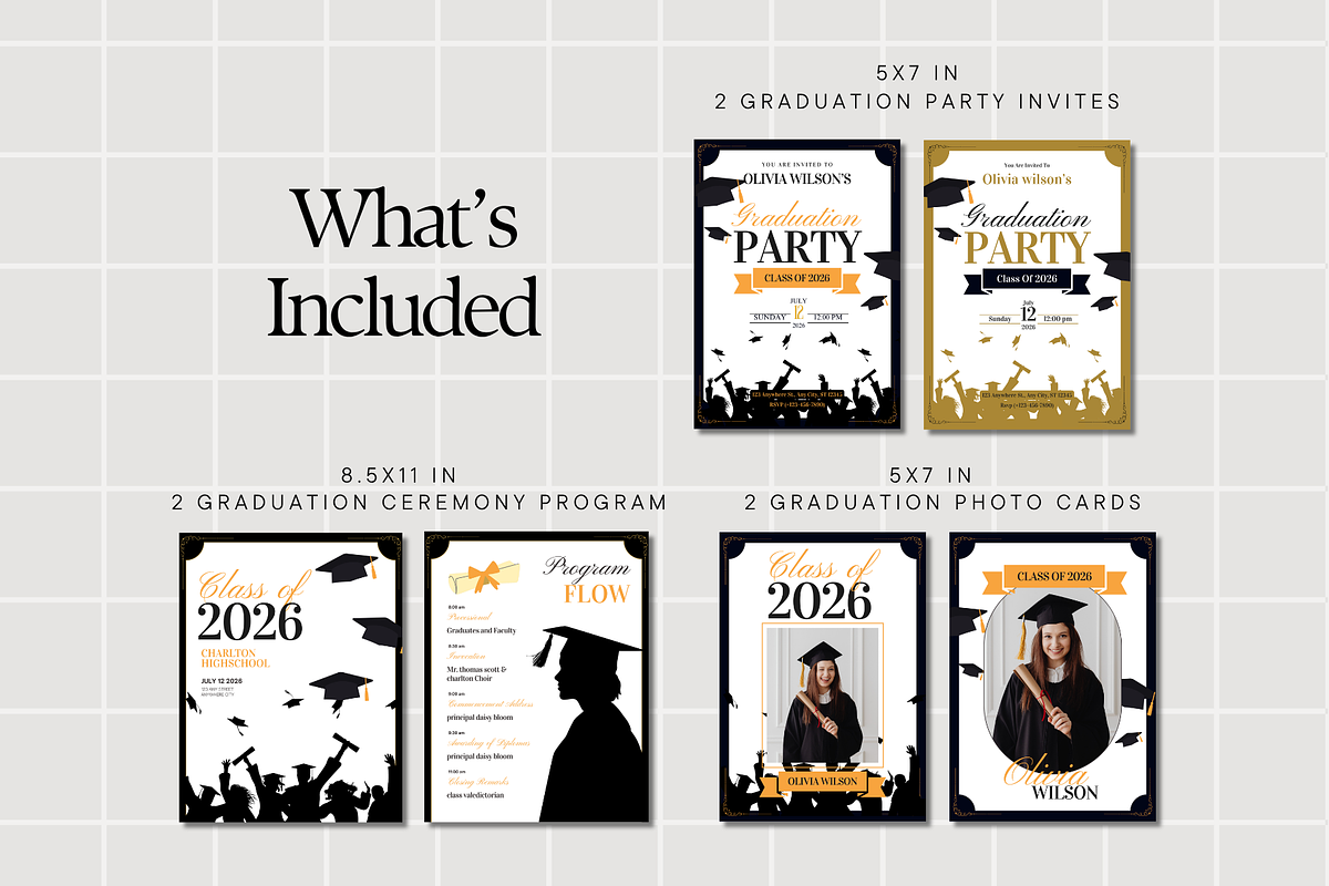 Graduation Templates Bundle, a Stationery Template by Anna Design Studio