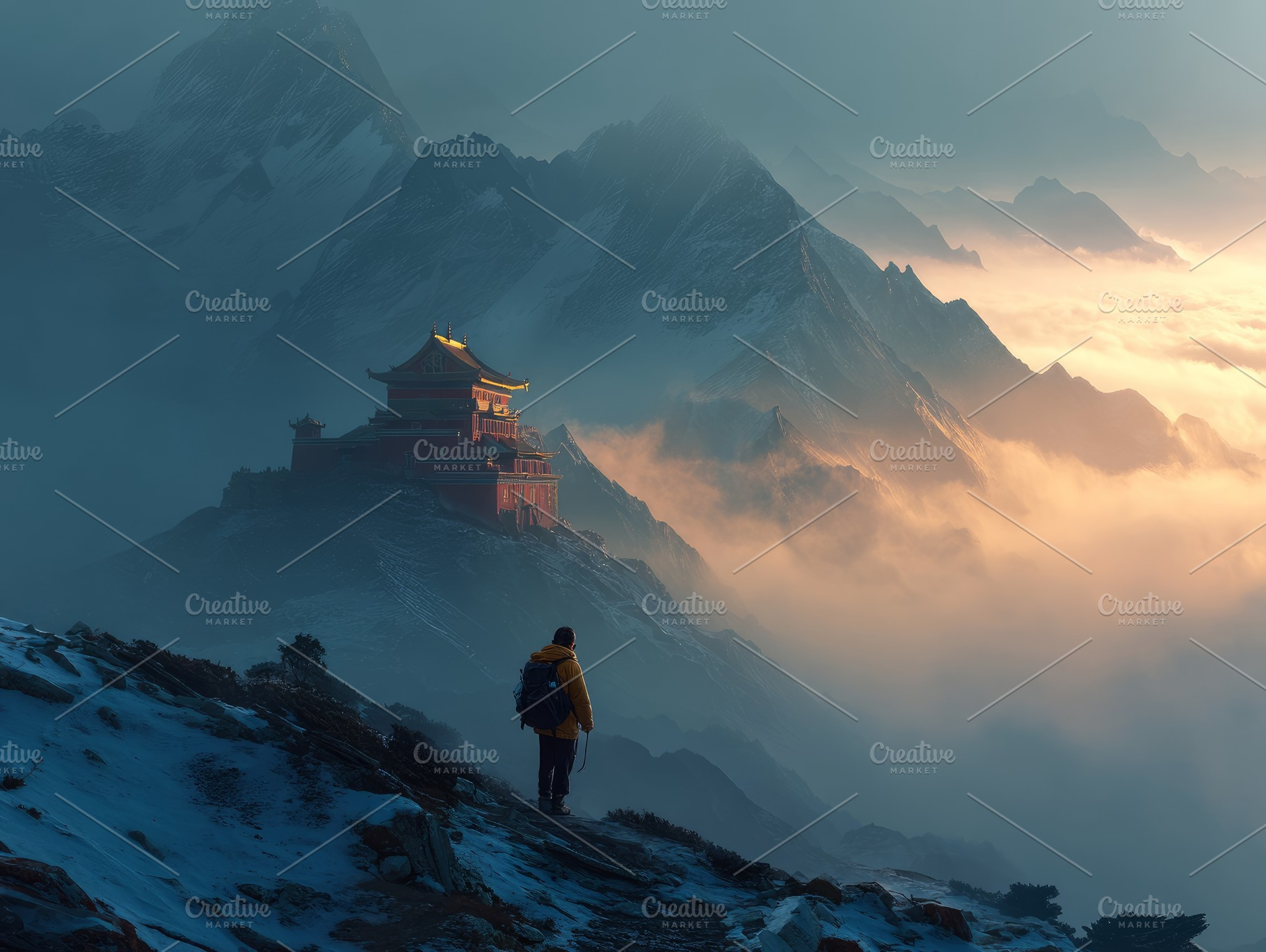 monastery in Tibet at dawn, a Photo by Pictures for you!!!!!!!!!
