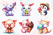 Kawaii Summer Animals & Ice Cream, an Illustration by RobertsArt (Thumbnail 6 of 7)
