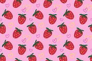 Strawberries and hearts pattern, an Illustration by Cmeree (Thumbnail 2 of 3)