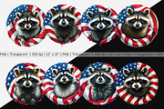 Raccoon 4th of July Clipart, a Graphic by Artnoy (Thumbnail 2 of 5)
